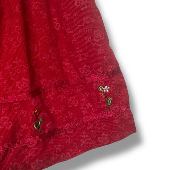 Samara Vintage Dress Jumper Overalls Red Corduroy Cotton Embroidered Girls Sz 4T - Picture 7 of 12